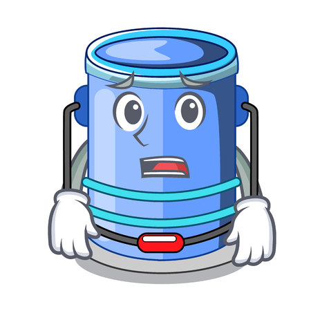 Afraid cylinder bucket with handle on cartoon vector illustrationのイラスト素材