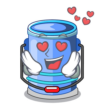 In love cylinder bucket with handle on cartoon vector illustrationのイラスト素材