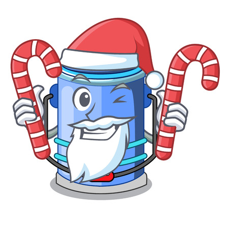 Santa with candy bucket cylinder water in shape character vector illustrationのイラスト素材