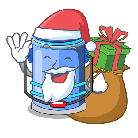 Santa with gift bucket cylinder water in shape character vector illustrationのイラスト素材
