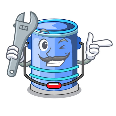 Mechanic bucket cylinder water in shape character vector illustrationのイラスト素材