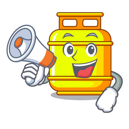 With megaphone flammable gas tank on cartoon the vector illustrationのイラスト素材