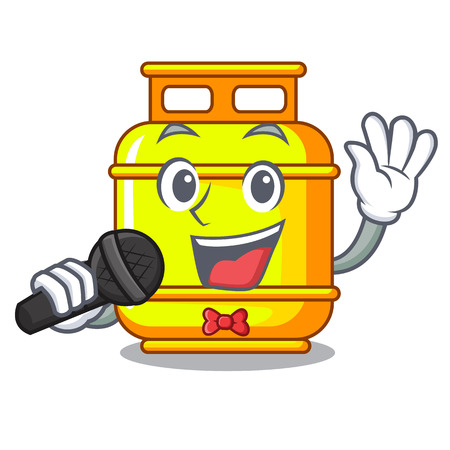 Singing creative in gas cartoon tank container vector illustrationのイラスト素材