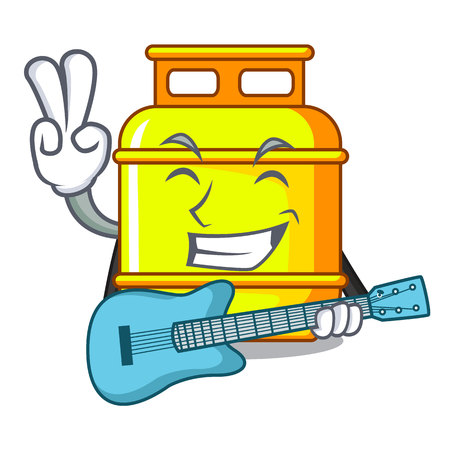 With guitar creative in gas cartoon tank container vector illustrationのイラスト素材