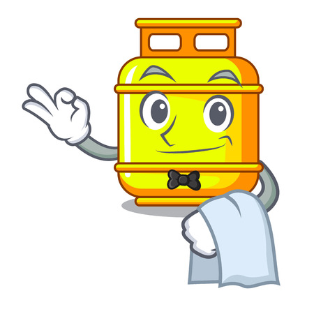 Waiter creative in gas cartoon tank container vector illustrationのイラスト素材