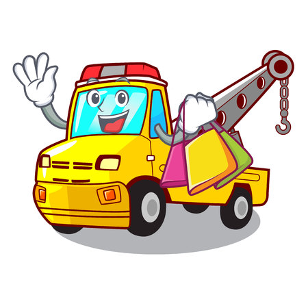 Shopping truck tow the vehicle with mascot vector illustrartionのイラスト素材