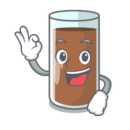 Okay chocolate milk the containing nutrition character vector illustartionのイラスト素材