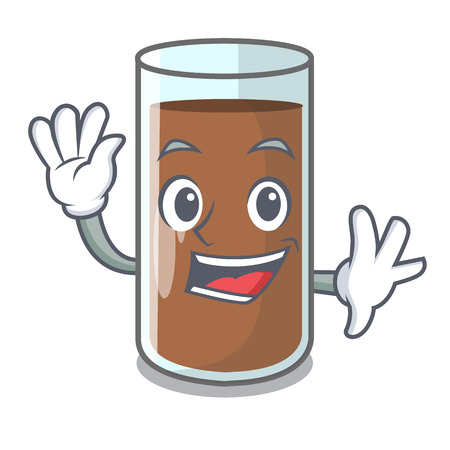 Waving chocolate milk the containing nutrition character vector illustartionのイラスト素材