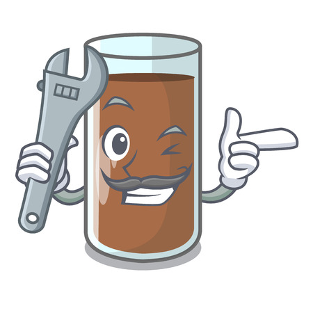 Mechanic the delicious on chocolate milk cartoon vector illustrationのイラスト素材