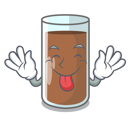 Tongue out the delicious on chocolate milk cartoon vector illustrationのイラスト素材