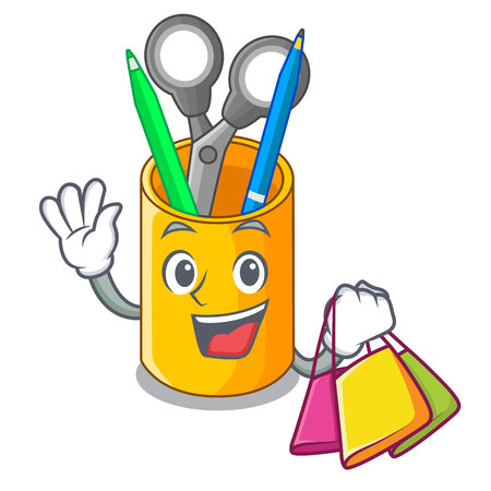 Shopping school organizer desktop composition on character vector illustrationのイラスト素材