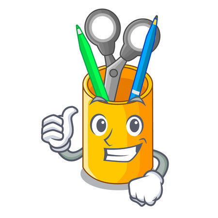 Thumbs up school organizer desktop composition on character vector illustrationのイラスト素材