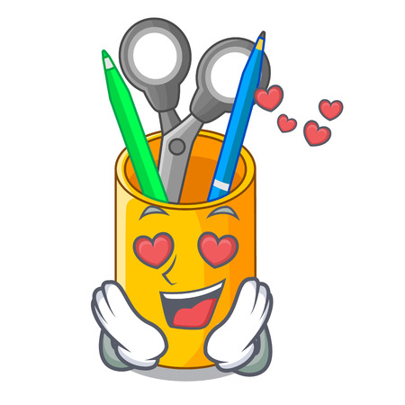 In love desktop organizer shape on cartoon funny vector illustrationのイラスト素材