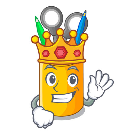 King isometric supplies desktop on organizer mascot vector illustrationのイラスト素材