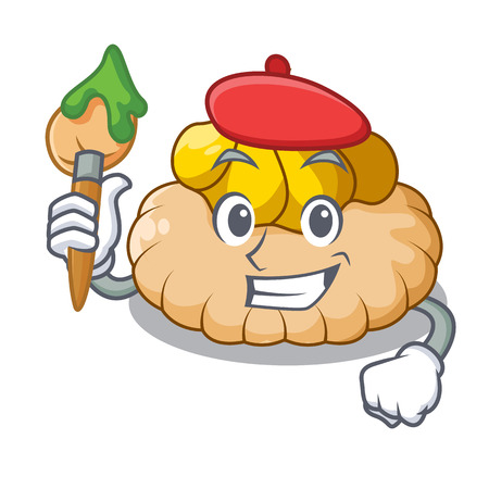 Artist vanilla ice cream biscuit on cartoon vector illustrationのイラスト素材