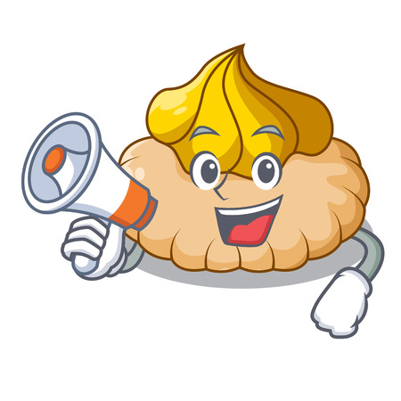 With megaphone vanilla ice cream biscuit on cartoon vector illustrationのイラスト素材