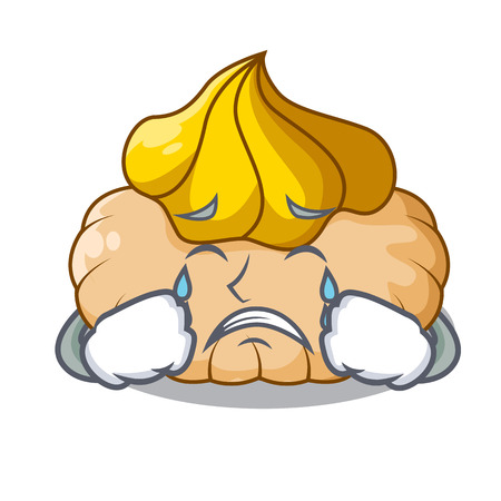 Crying chocolate biscuit with mascot ice cream vector illustrationのイラスト素材