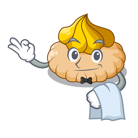 Waiter chocolate biscuit with mascot ice cream vector illustrationのイラスト素材