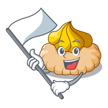 With flag ice cream biscuit on wafers cartoon vector illustrationのイラスト素材