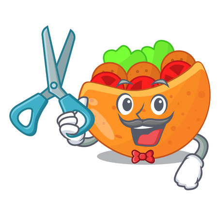 Barber falafel in pita in bread cartoon vector illustrationのイラスト素材