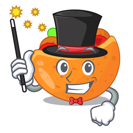 Magician Pita bread filled with vegetable mascot vector illustrationのイラスト素材