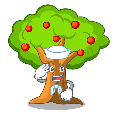 Sailor apple orchard with basket of cartoon vector illustrationのイラスト素材