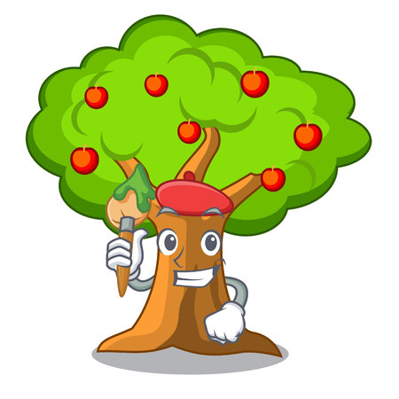 Artist apple orchard with basket of cartoon vector illustrationのイラスト素材