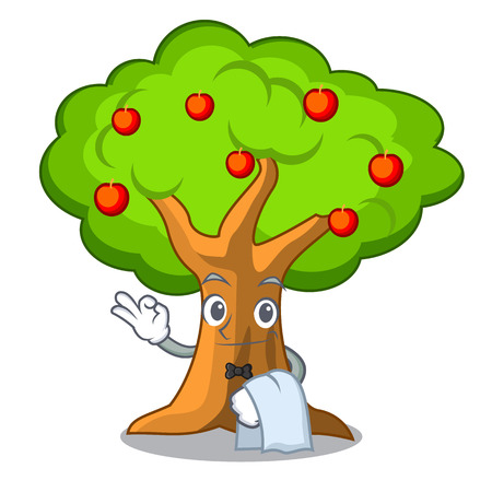 Waiter apples on tree branch the character vector illustrationのイラスト素材