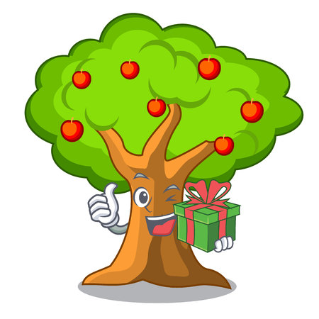 With gift apples on tree branch the character vector illustrationのイラスト素材