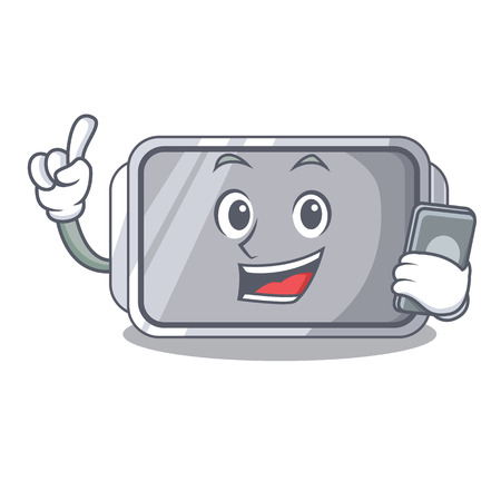 With phone baking pan quality on isolated mascot vector illustrationのイラスト素材