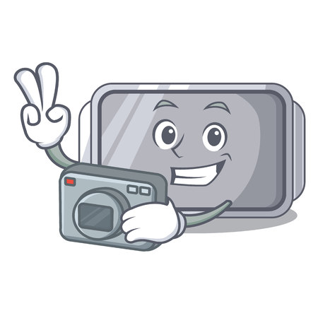 Photographer empty baking tray close with character vector illstartionのイラスト素材