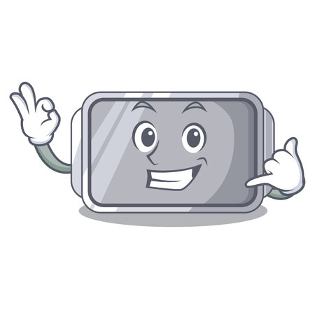 Call me Narrow baking tray with layer cartoon vector illustrationのイラスト素材