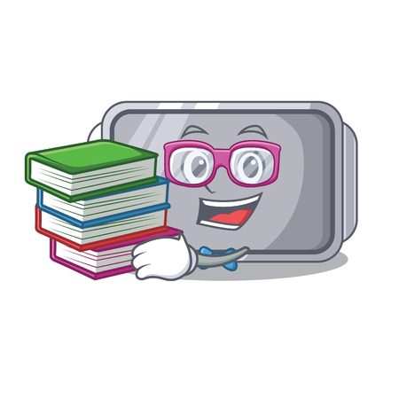Student with book Narrow baking tray with layer cartoon vector illustrationのイラスト素材