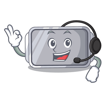 With headphone Narrow baking tray with layer cartoon vector illustrationのイラスト素材