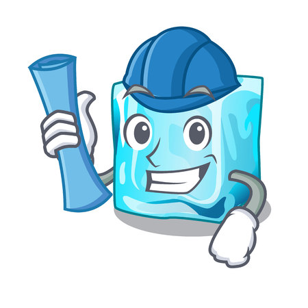 Architect ice cubes wiht mascot on above vector illustrationのイラスト素材