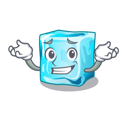 Grinning ice cubes wiht mascot on above vector illustrationのイラスト素材