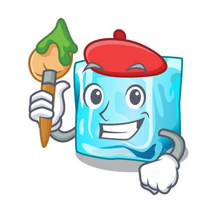 Artist Ice cubes shape on the cartoon vector illustrationのイラスト素材