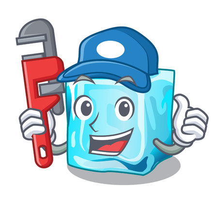 Plumber ice cubes on the cartoon funny vector illustrationのイラスト素材