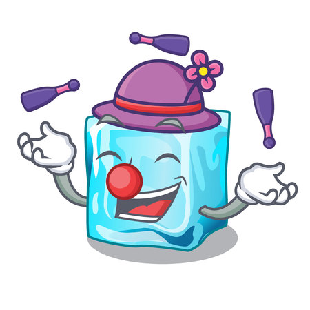 Juggling ice cubes on the cartoon funny vector illustrationのイラスト素材