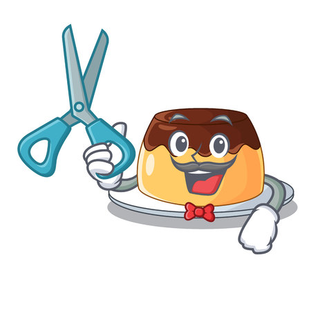 Barber delicious chocolate pudding with on cartoon vector illustrationのイラスト素材
