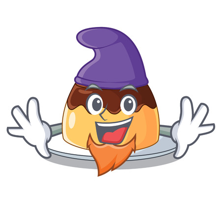 Elf delicious chocolate pudding with on cartoon vector illustrationのイラスト素材