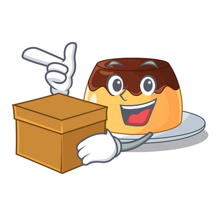 With box Chocolate mousse with mint in character vector illustrationのイラスト素材
