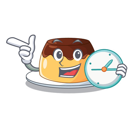 With clock Chocolate mousse with mint in character vector illustrationのイラスト素材