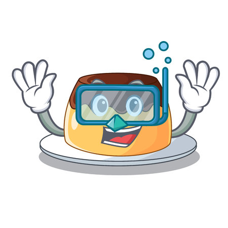 Diving Chocolate mousse with mint in character vector illustrationのイラスト素材