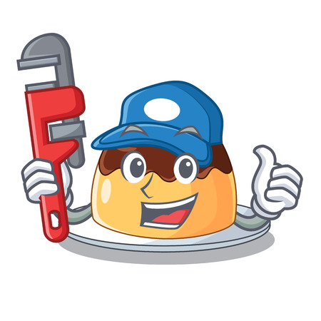 Plumber chocolate coffee pudding isolated on mascot vector illustrationのイラスト素材