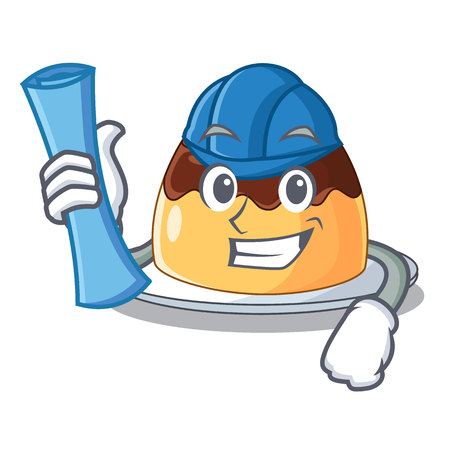 Architect Chocolate mousse with mint in character vector illustrationのイラスト素材
