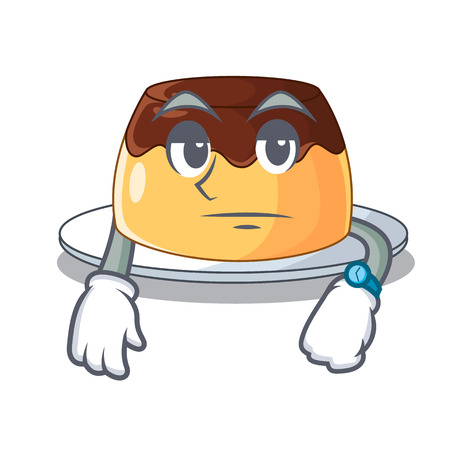 Waiting chocolate coffee pudding isolated on mascot vector illustrationのイラスト素材