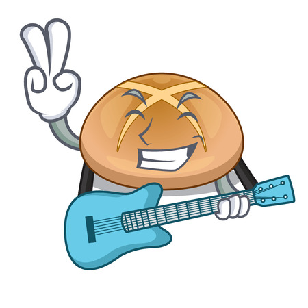With guitar cartoon with buns traditional hot cross vector illustrationのイラスト素材