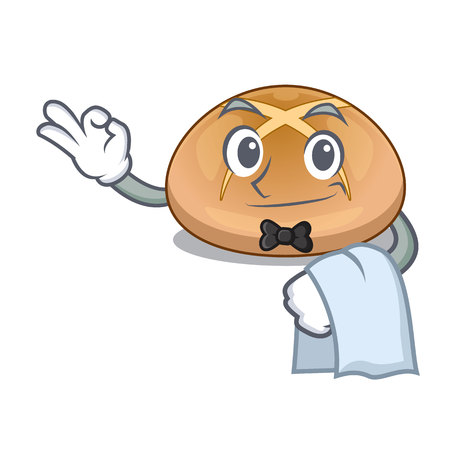Waiter cartoon with buns traditional hot cross vector illustrationのイラスト素材