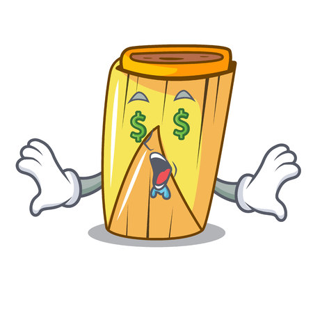 Money eye tamale with corn leaf in cartoon vector illustrationのイラスト素材